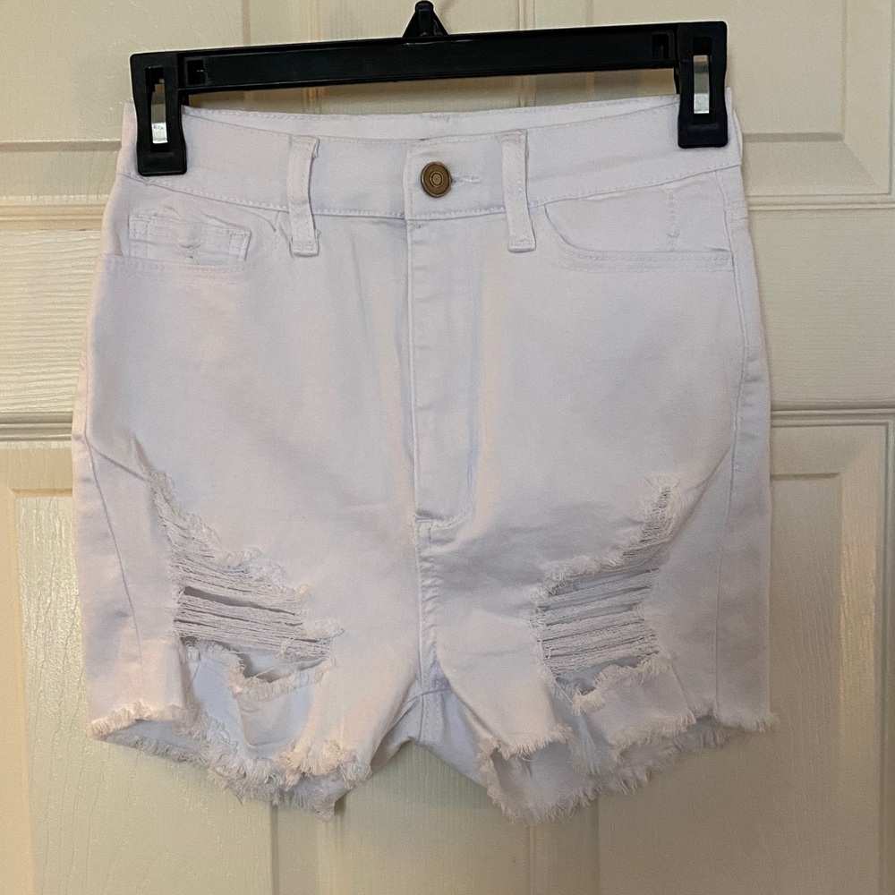Fashion Nova White Distressed Jean Shorts